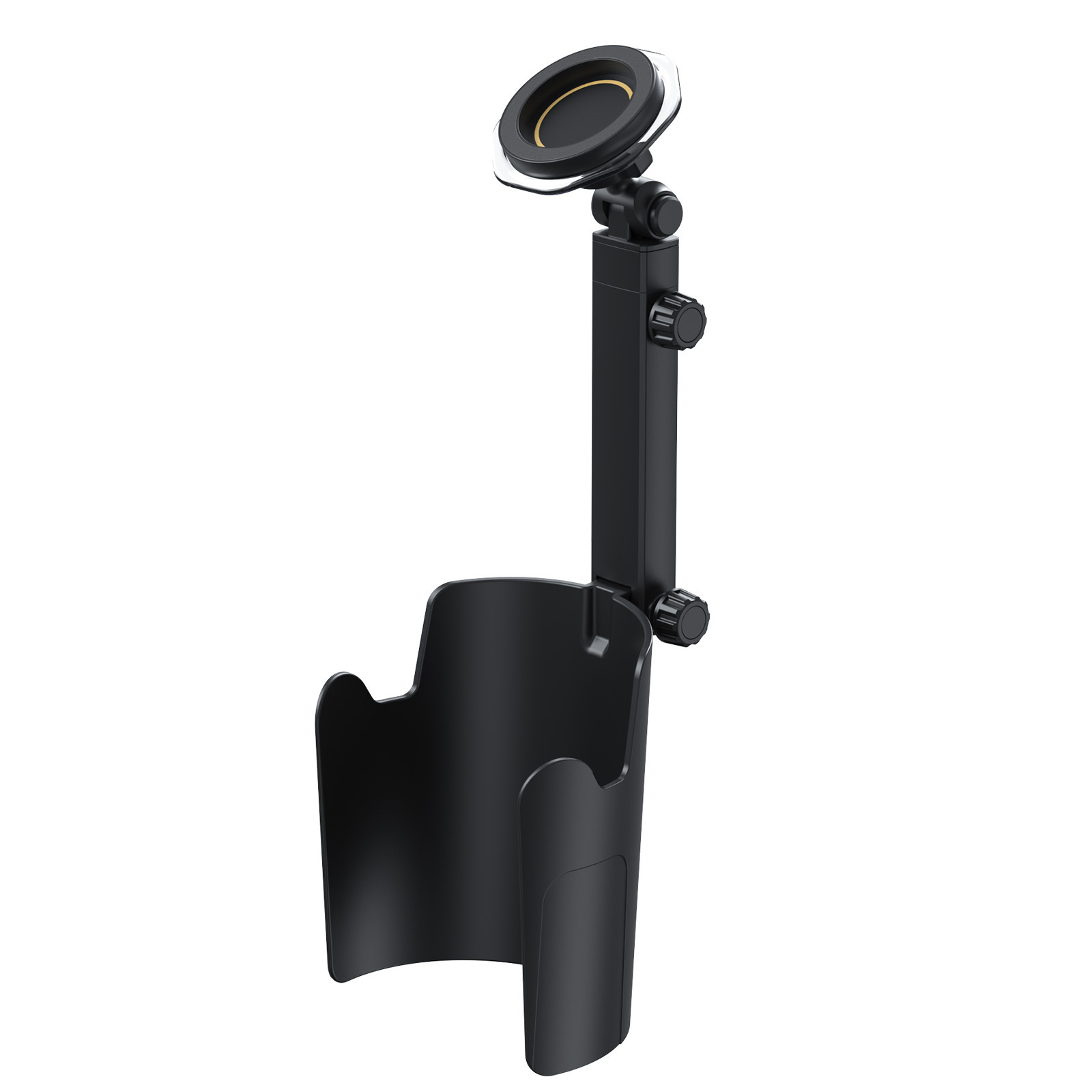 New model car phone holder with cup slot, magsafe magnetic retractable black technology cup holder phone stand