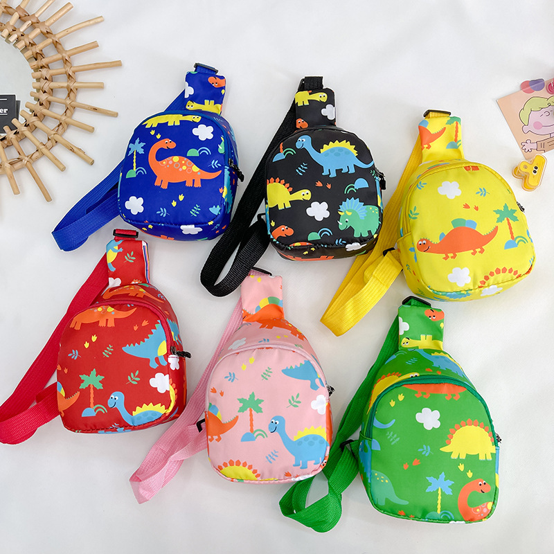 Bolso de pecho para niños 2022 primavera y verano nuevo bolso de hombro impreso de dibujos animados para niños y niñas lindo dinosaurio pequeño bolso de hombro moda