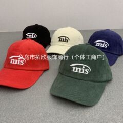 25秋冬新款字母刺绣韩国潮牌棒球帽灯芯绒男女情侣款显脸小帽子