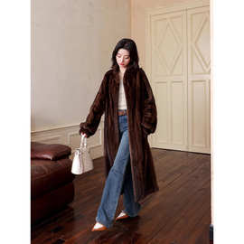 冬季仿皮草外套女加厚保暖人造毛毛长款皮草大衣气质通勤欧美风