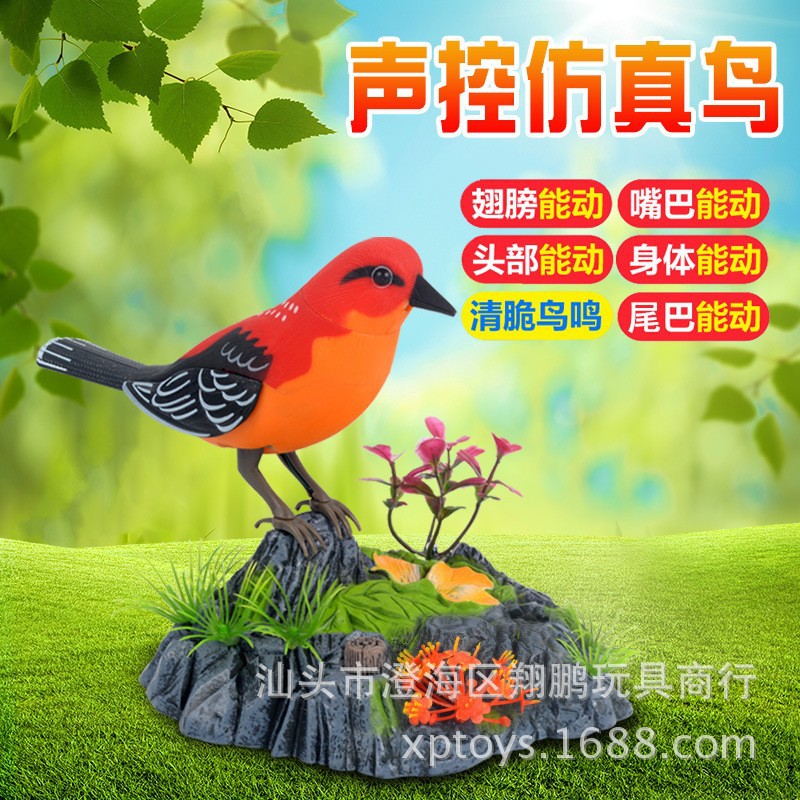 Simulación activada por voz 510 Simulación linda creativa Control por voz Adornos de pájaros Mesa de la habitación Decoración del hogar Adornos