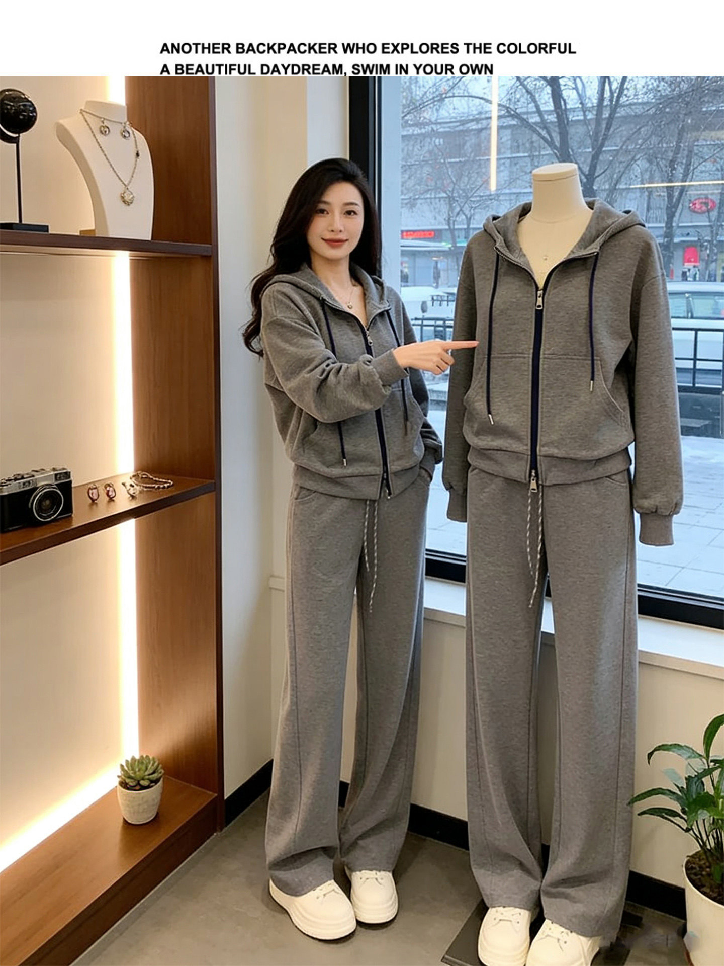 Women's Early Spring Super Stylish Casual Sporty Hooded Sweatshirt Set Fashionable Youthful_ecoleips.com