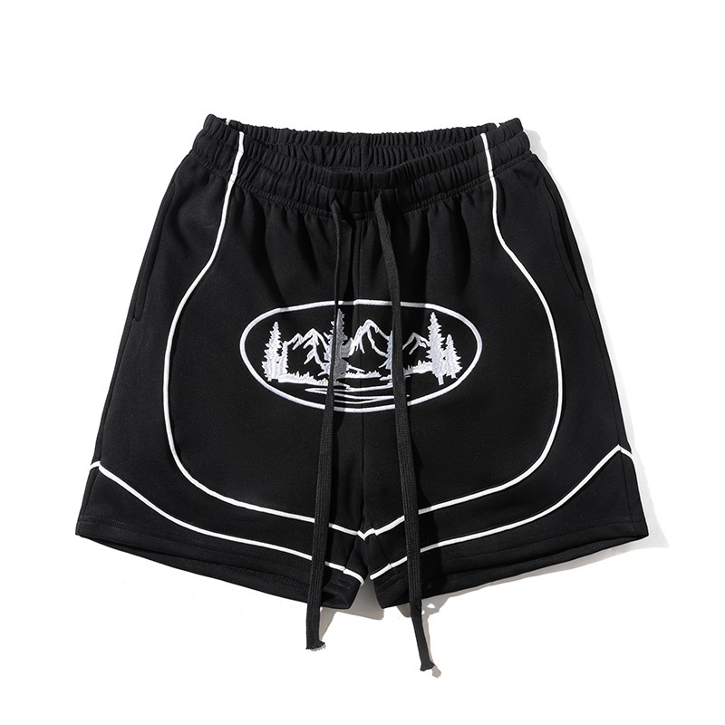 Qihong Clothing American Retro Design Versatile Embroidered Sports Casual Summer Unique Personality Unisex Shorts