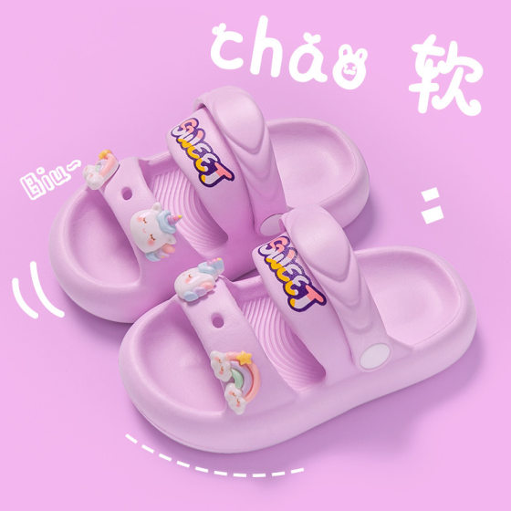 Children's Slippers Two-Wear Boys and Girls Summer Cartoon Cute Kids EVA Hole Shoes Soft Sole Anti-Slip Baby Sandals