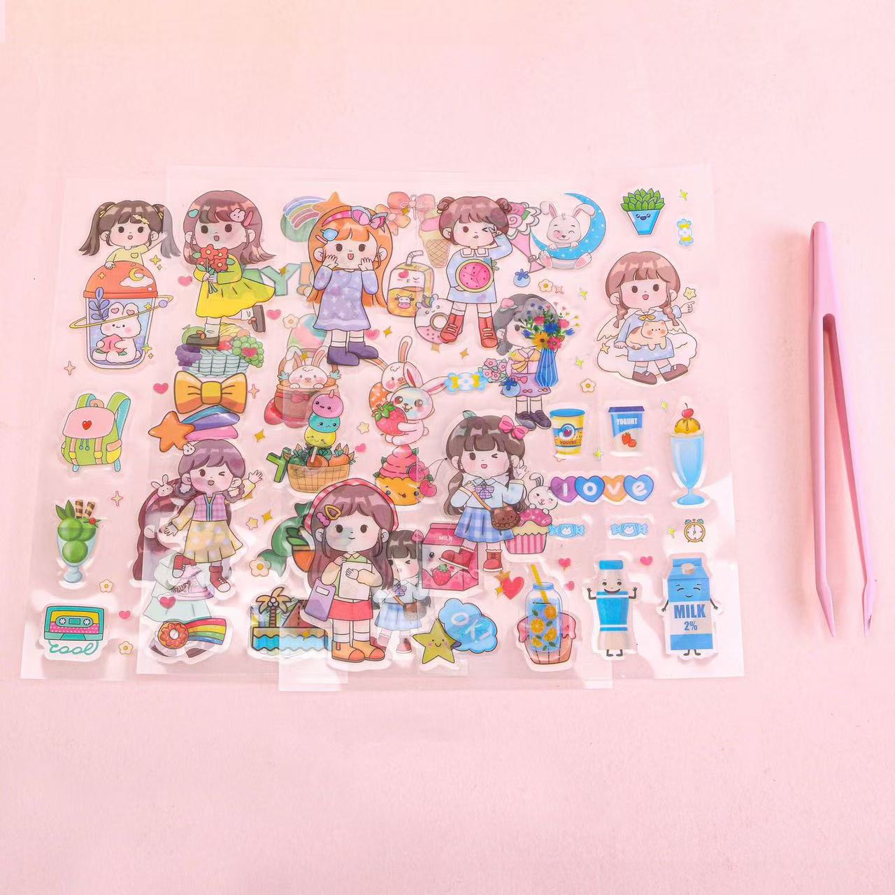 Pegatinas creativas pegatinas para chicas juguetes regalos premios hechos a mano DIY decoración pegatinas pinzas lindas 2 yuan al por mayor