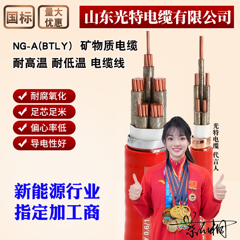 纯铜NG-A(BTLY)隔离型矿物质绝缘防火电缆铜芯电线5芯95/70平50