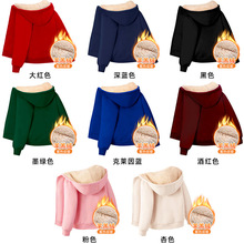 儿童羊羔绒外套秋冬男女童加绒加厚连帽拉链冬装卫衣开衫外套潮