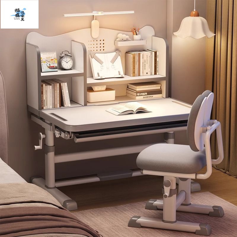 Children's Study Table, Desk, Children's Student Home Special Writing Desk, Hand-Cranked Lifting Table and Chair Set