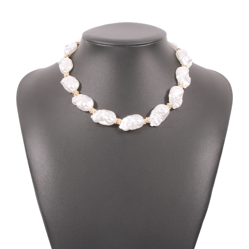 simple irregular geometric pearl necklacepicture11