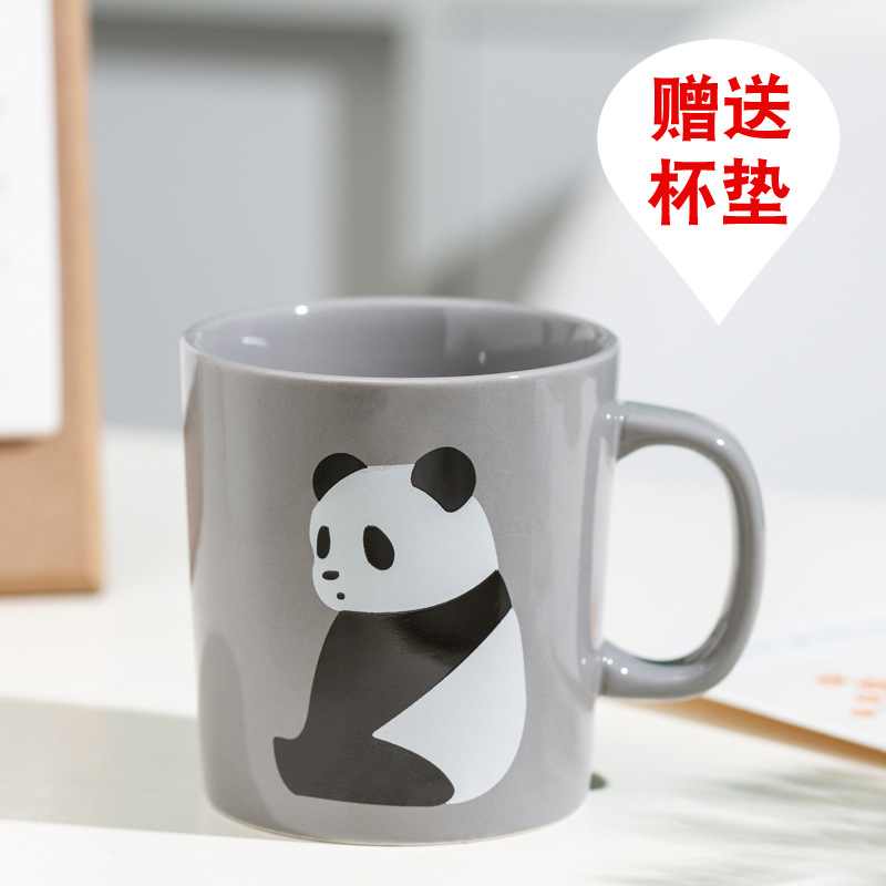 Taza de cerámica de dibujos animados original Taza de un bocado Taza de agua ecológica Taza de animal lindo Taza de desayuno con LOGO impreso