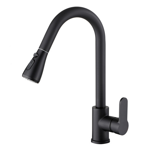 Refined copper pull-out kitchen faucet 304 stainless steel double outlet hot and cold sink faucet