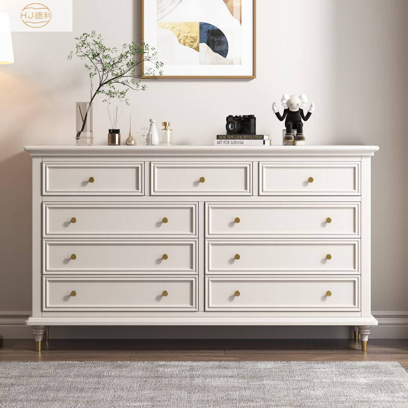 卧室家用美式实木斗柜床尾复古卧室收纳柜现代简约客厅储物柜斗柜