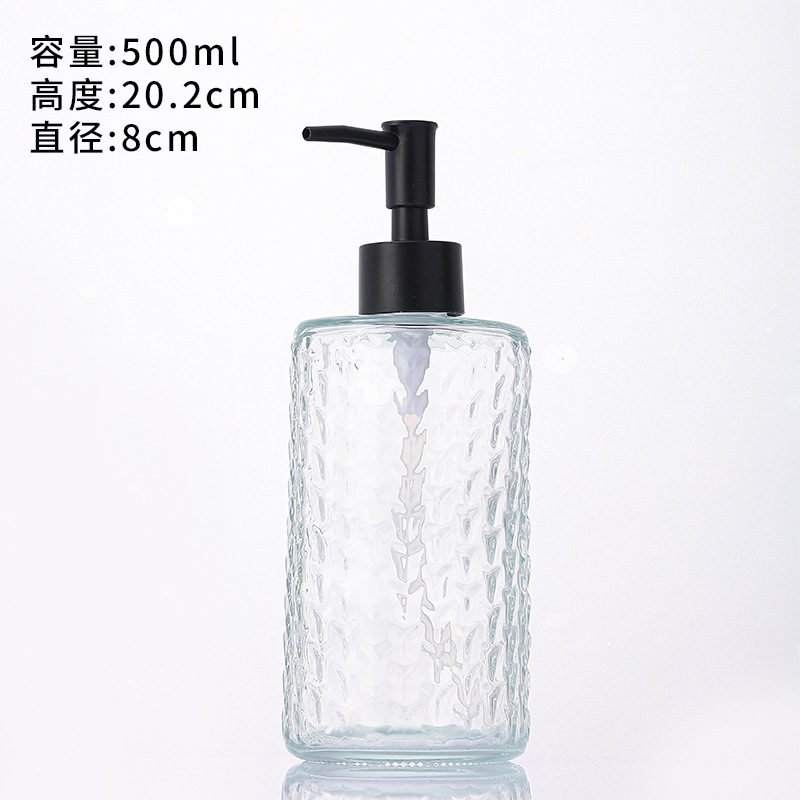 Botella de desinfectante de manos de vidrio transparente 500ml botella de champú botella de desinfectante de manos hotel botella de baño botella de gel de baño