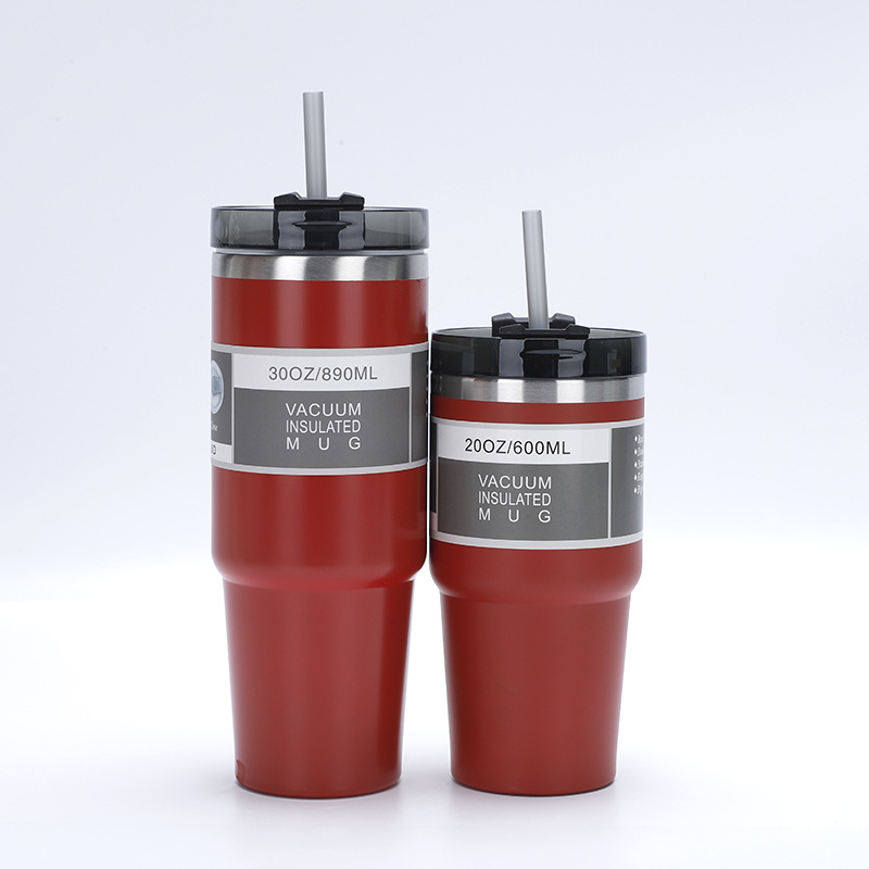 Taza de helado de doble capa 20oz30oz Taza de coche al aire libre taza de café taza de vacío de acero inoxidable taza de paja al por mayor