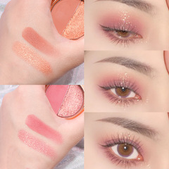 廠家代發 雙色炫閃眼影啞光大地色南瓜色橘底金閃眼影盤學生彩妝