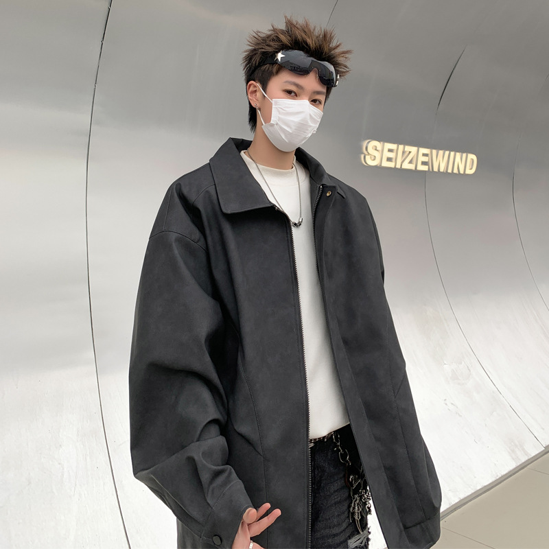American Street Style Leather For Men Spring New Cleanfit Melard Workwear Coat Trendy Brand Flight Jacket_voghion.com