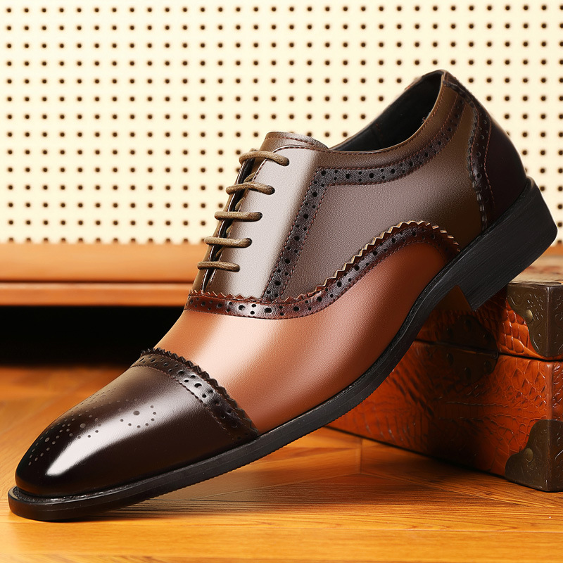 Herrenschuhe Brogue farblich passende Herrenschuhe geschnitzte Lederschuhe modische atmungsaktive All-Match-Business-formale Hochzeitslederschuhe_voghion.com