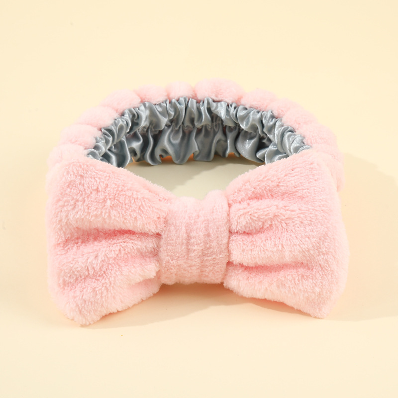 Temu transfronterizo color sólido gran arco correa de cabello máscara de lavado de la mujer correa de cabello rosa lindos joyas para el cabello