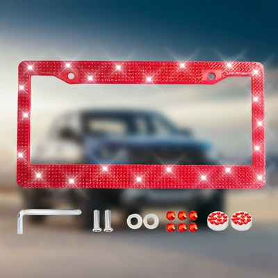 License plate holder/license plate holder Diamond License Plate Frames, Three - round-hole-single-piece-in-red