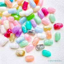 15*25mm亚克力云雾云彩晕染双色直孔仿石头散珠DIY饰品配件
