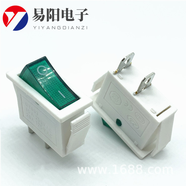 31*14mm翘板开关 KCD3三脚两档红色带灯船型开关 3脚2档电源开关