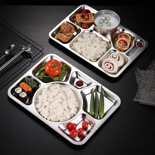Square dinner plate stainless steel for children and adults