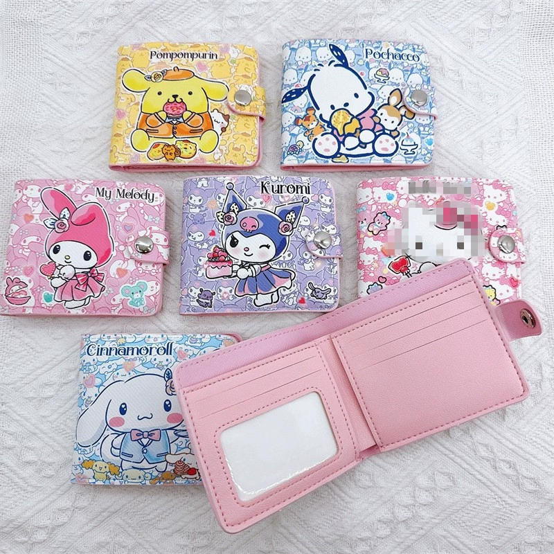 Polyurethane short wallet, card holder, with buttons