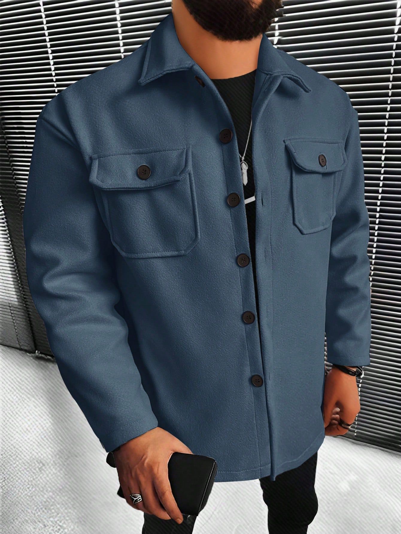 Men's Casual Woolen Jacket Classic Winter Coat For Autumn_voghion.com