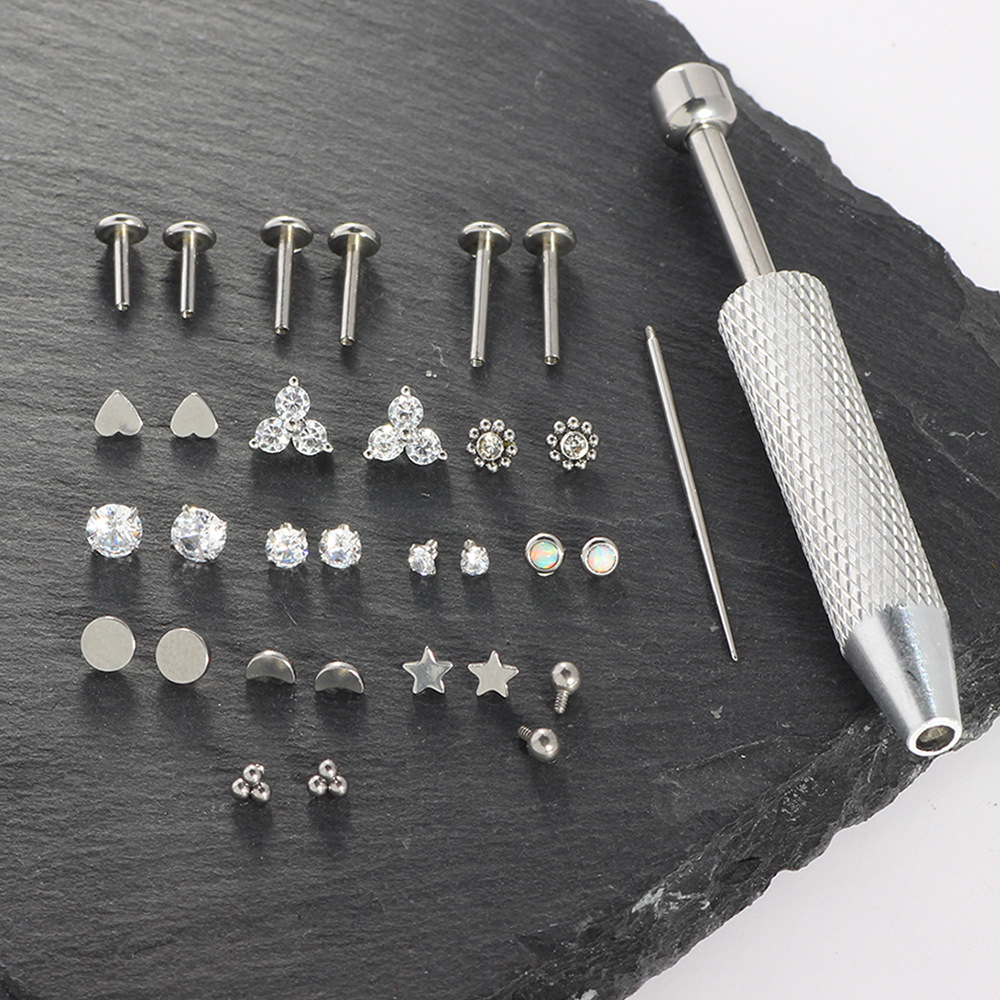 Labret piercing jewelry detail image