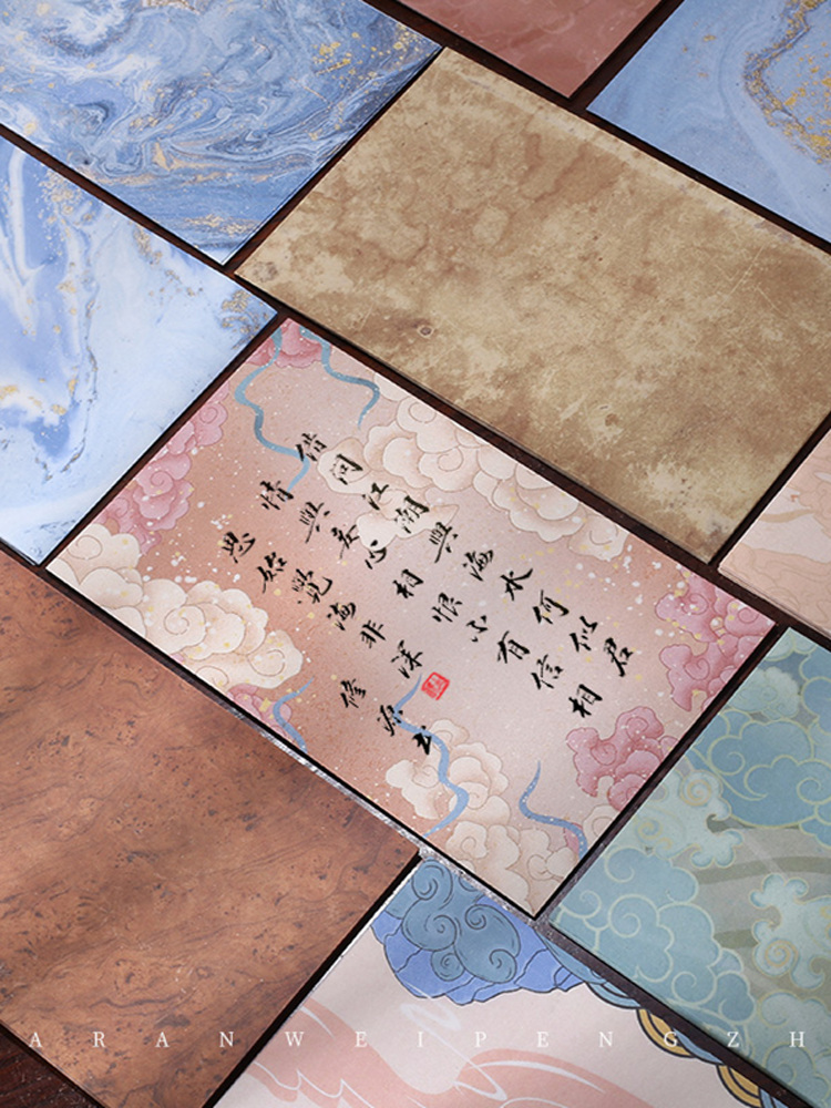 j8半生信笺信笺手写仿古书法宣纸熟古风小楷蜡染作品纸微g3