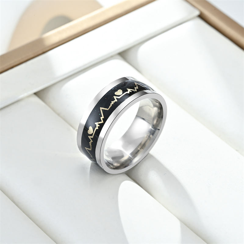 13g Weight Zircon Inlay Material Rings Classification 12, 6 Ring Size 1 Piece Quantity Daily Occasion 304 Stainless Steel Material Letter, Electrocardiogram Pattern All Seasons Season Unisex Gender Polishing Design Elegant, Simple Style Style Elegant Simple Style Letter Electrocardiogram 304 Stainless Steel Polishing Zircon Unisex Rings Men Band Rings 7