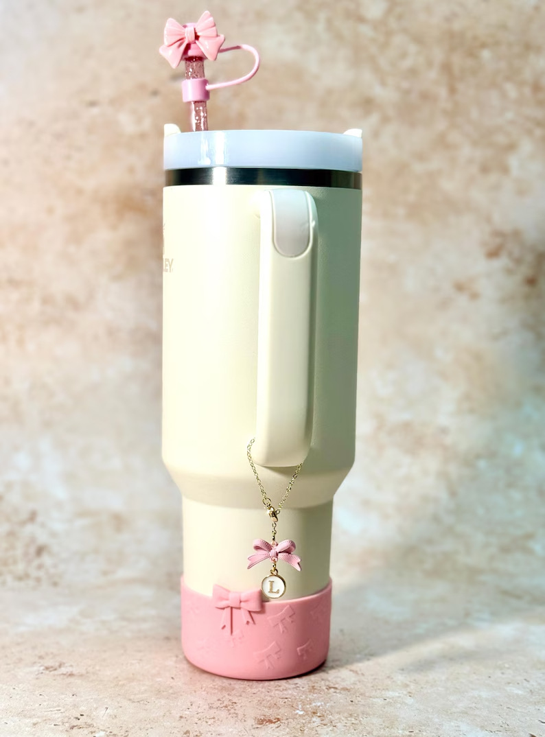 90g Weight Straw Decorative Cap, Cup holder, Cup Chain Kitchen and drinking utensils 1 Set Quantity Casual Occasion Silica Gel Material Bow Knot Pattern Cute Style Cute Bow Knot Silica Gel Straw Decorative Cap Cup Holder Cup Chain 1 Set 3