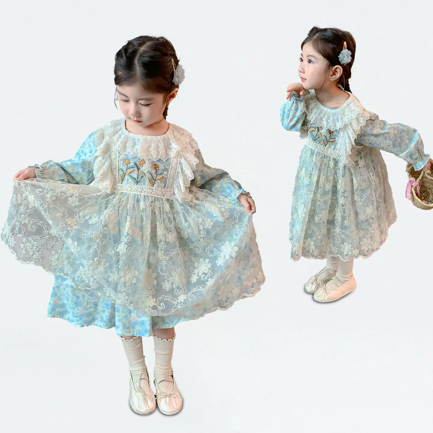 女童连衣裙春秋款2026新款洋气宝宝春季公主裙小女孩春装儿童裙子