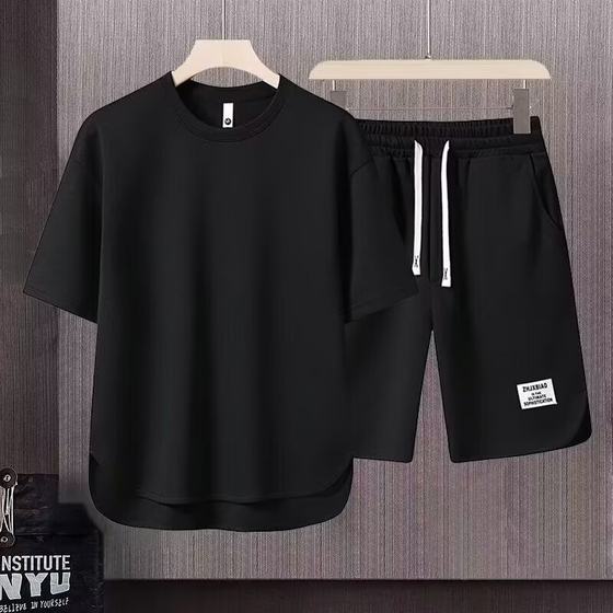 Sportswear suit Men's 2024 Summer Short-sleeved T-shirt Basketball Clothes Casual Shorts Two-piece Set Korean Fashionable All-match