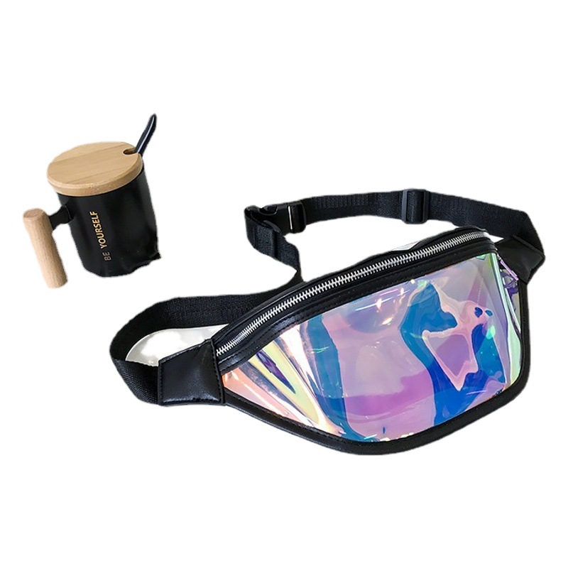 Nueva riñonera de gran capacidad, bolso de pecho de TPU de color mágico de un solo hombro, bolso de mensajero deportivo transparente láser, bolso de PVC trasero para mujer