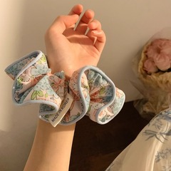 Korean-style gentle wave~ Retro floral print large intestine hair tie for women, high-end bouncy ponytail hair ornament, large size hair ribbon, Instagram hair tie