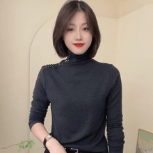秋季新款打底衫女士纯色百搭T恤衫安可拉红洋气显瘦小衫