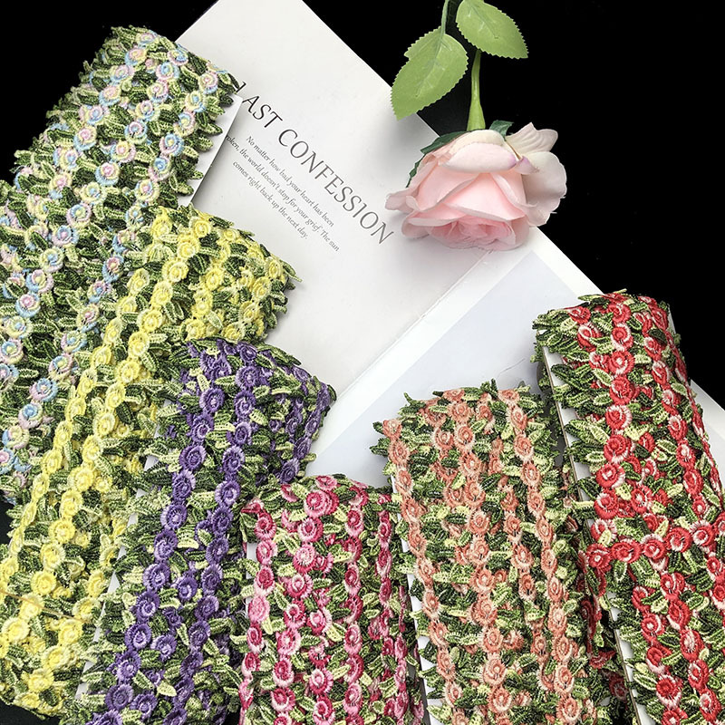 新款花边水溶 涤光条码 时尚刺绣花边牛奶丝树叶 服装辅料DIYlace