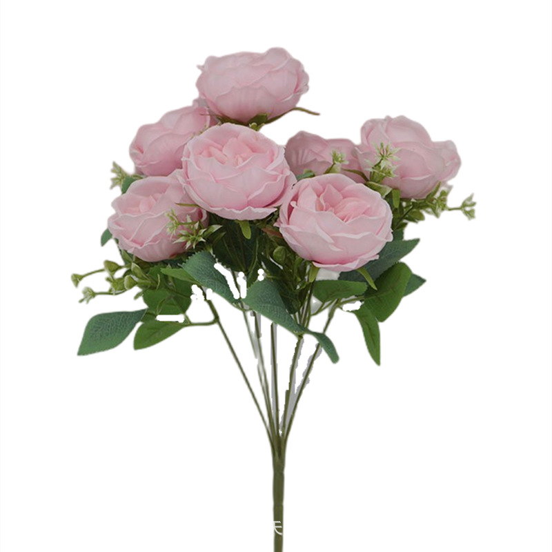 Ramo de rosas Austin de 7 cabezas, flores de peonía de seda al por mayor, decoración para bodas, decoración para el hogar, ramo de flores