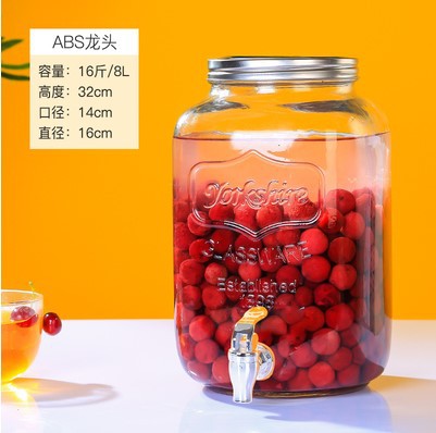 Entrega de 48 horas en nombre de la botella de vino de vidrio para el hogar con grifo, botella de agua fría, barril de bebidas propias, barril de cerveza, contenido de té de frutas