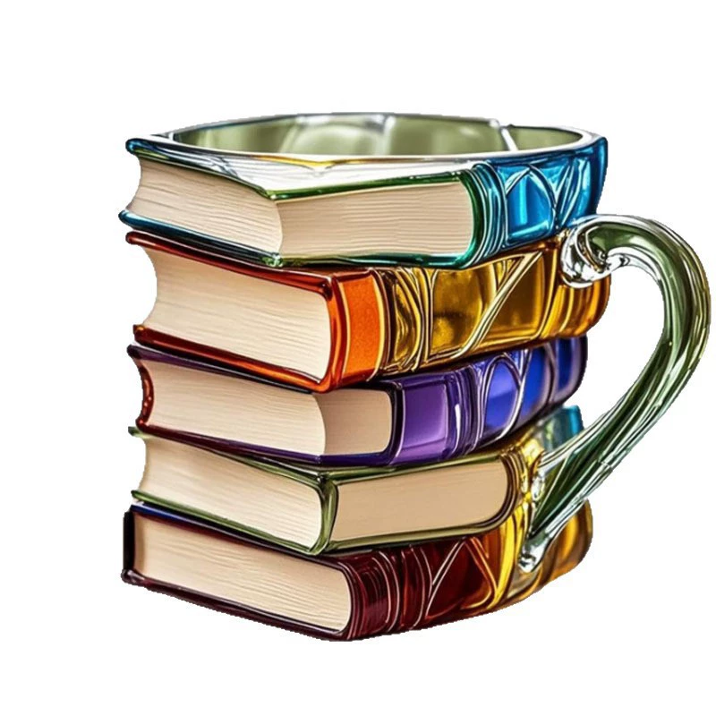 Painted Book-Shaped Mug, 13×10×11 cm Decorative Coffee Cup, Folding Cup Variants