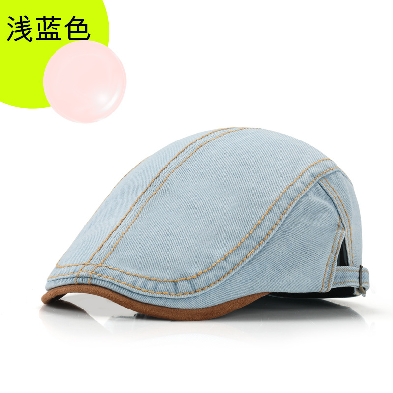 Hombres y mujeres de moda vaquero lavar boina vintage gorra de pato Amazon gorra de peluche transfronteriza gorra de color contrastante image 7