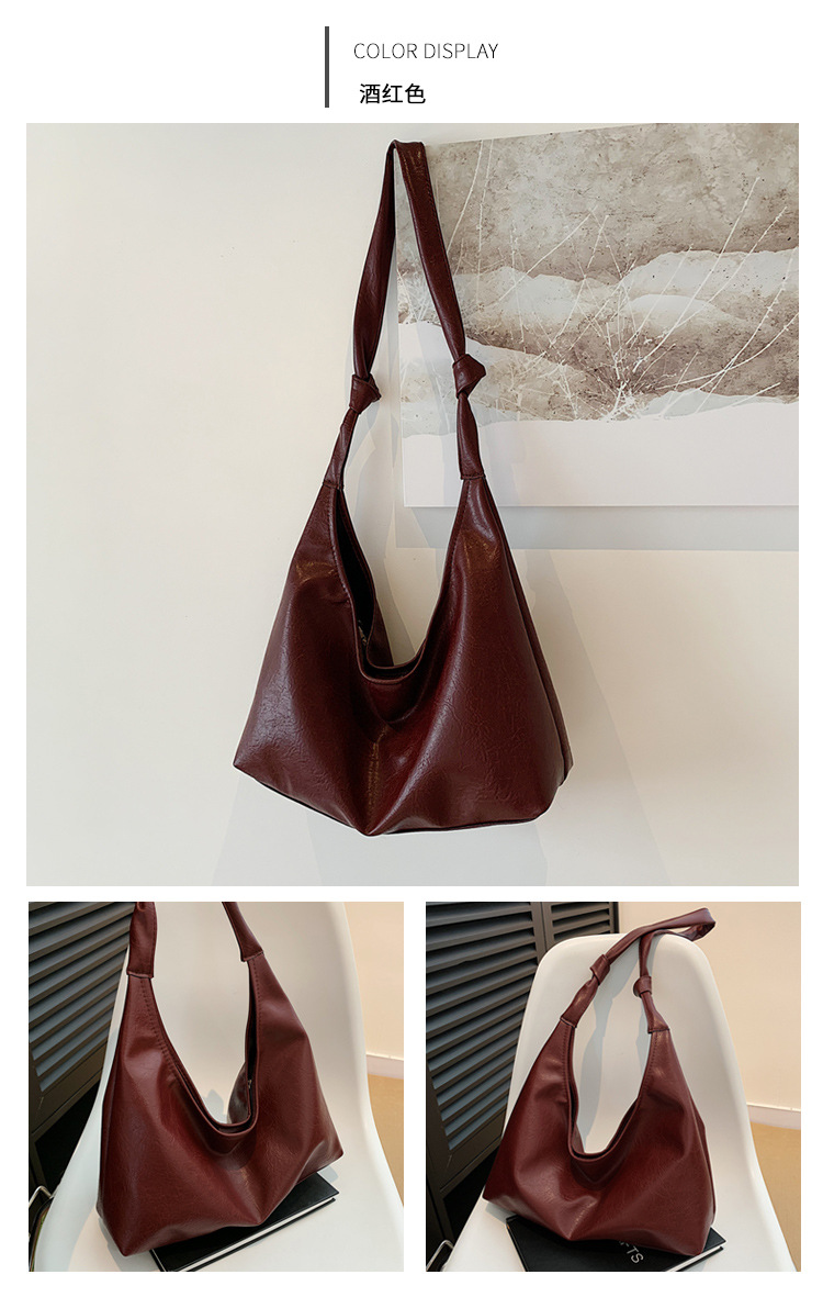 Large-capacity commuter bag for women, 2024 new style, fashionable and retro single-shoulder bag, casual and versatile, underarm tote soft leather bag undefined