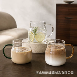 定制带把简约玻璃杯大容量耐高温杯咖啡杯ins风高硼硅牛奶果汁杯