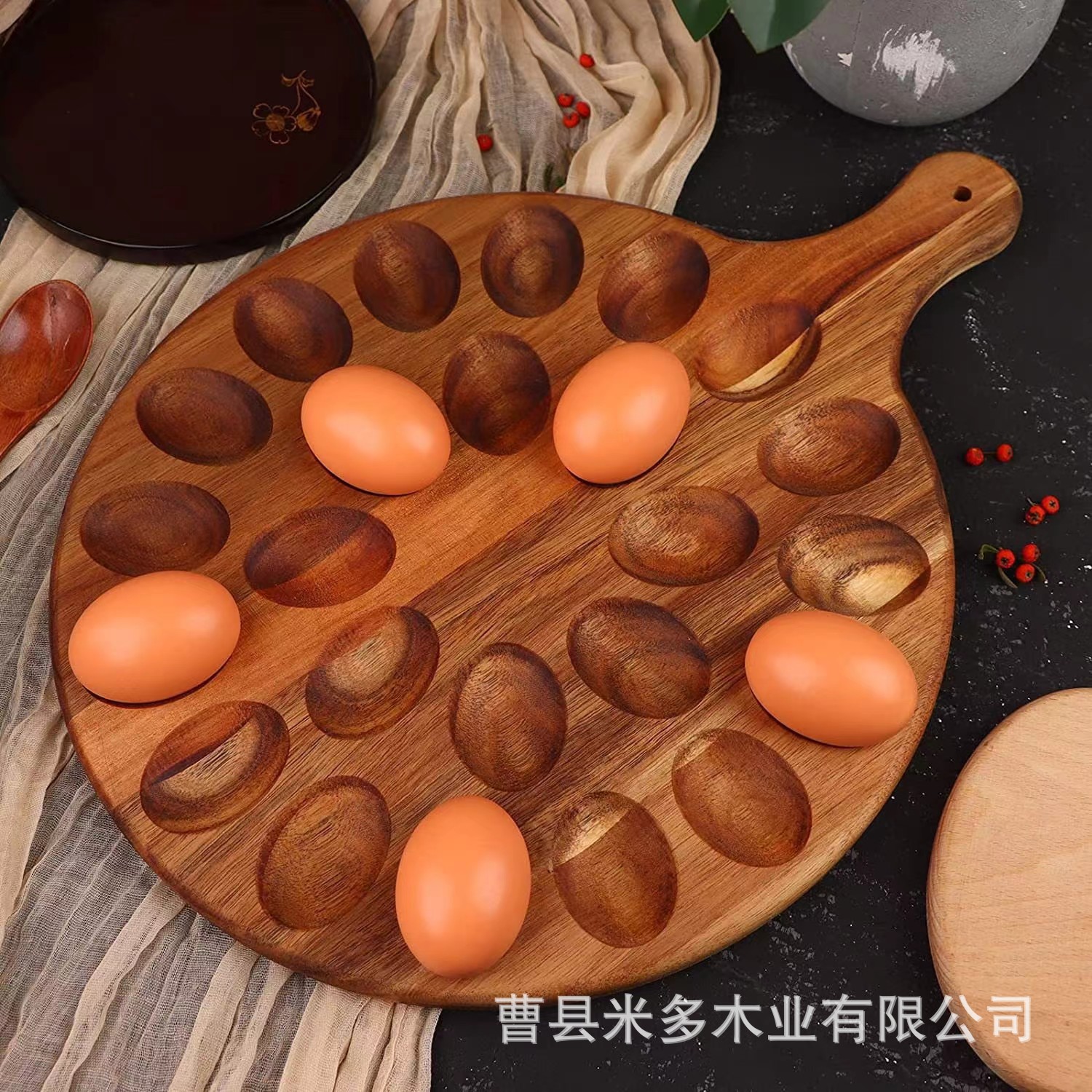 木制鸡蛋架托盘厨房冰箱蛋托整理架相思木鸡蛋托分格固定器展示架