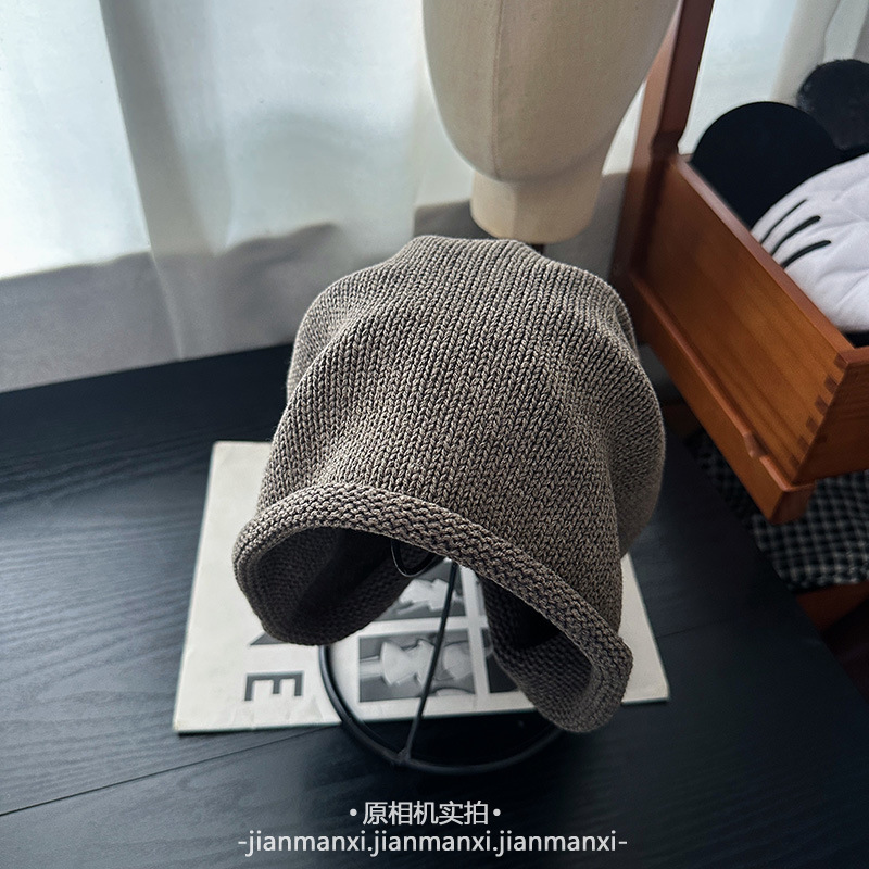 基础百搭针织堆堆帽子女秋冬季休闲逛街卷边护耳包头冷帽毛线帽男|undefined