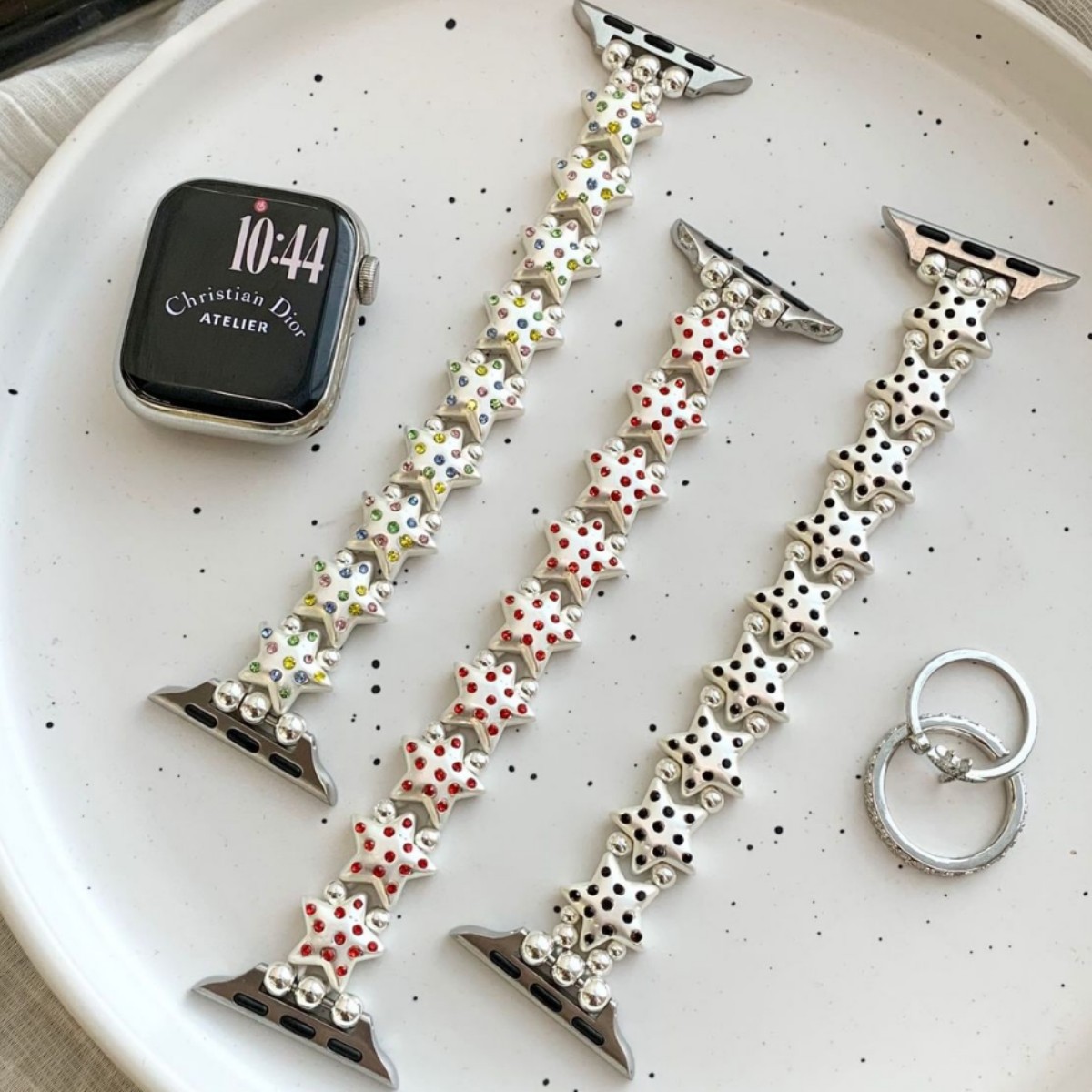 Suitable for Applewatchs10 Apple Watch Strap Iwatch987 Star Color Diamond Elastic Xiaomi Huawei Female