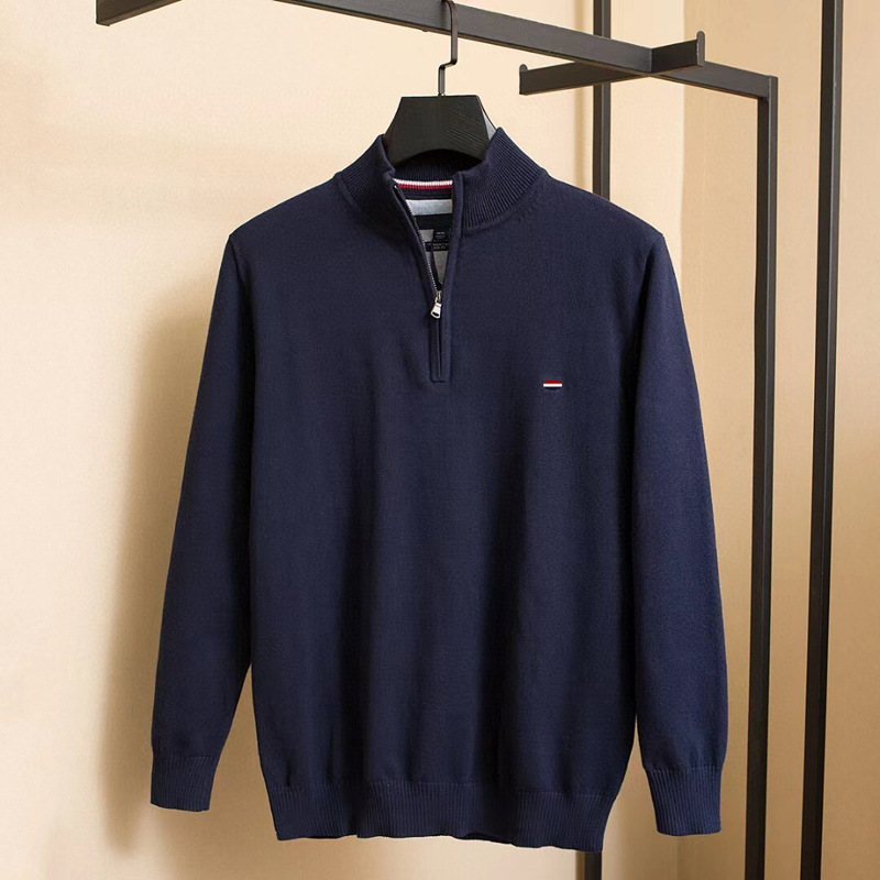 Men's Knitwear Spring and Autum Half-Zip Stand-Up Collar Knitwear Pullover Youth Top Bottoming Shirt Knitwear Men's Jacket