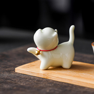 Bean Green Cat Ceramic Cute Kitten Tea Pet Personalized Cartoon Home Study Cicerone Fun Cat Series Gift
