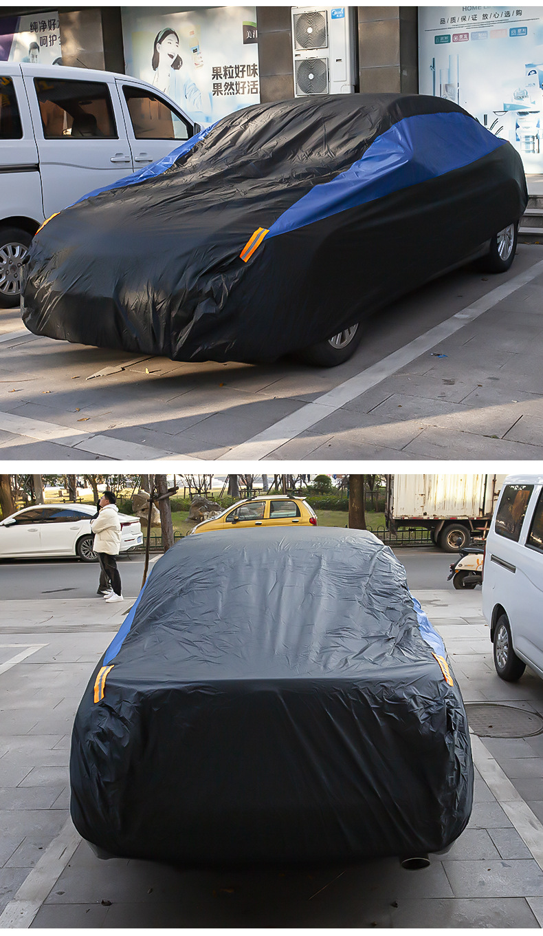 Car Cover 190t Silver-Coated Fabric Color-Blocked Car Cover Full Vehicle Sun Protection Cover Universal for All Seasons Waterproof and Dustproof Cover